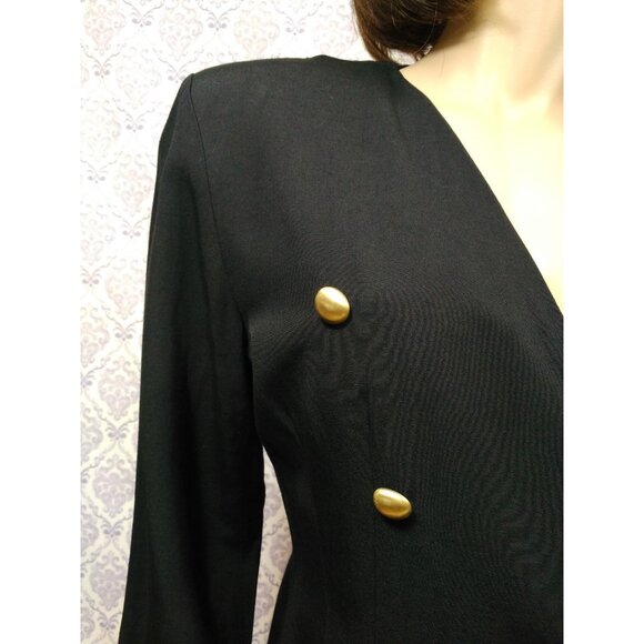 Vtg 80s 90s All That Jazz Blazer Size S Black Double Breasted Gold Buttons - Picture 5 of 11